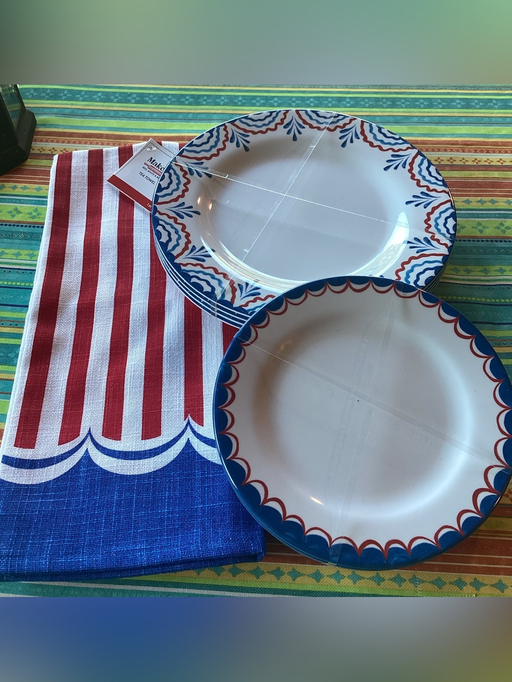 Celebrate It RWB Plates (2sizes) and Tea Towel